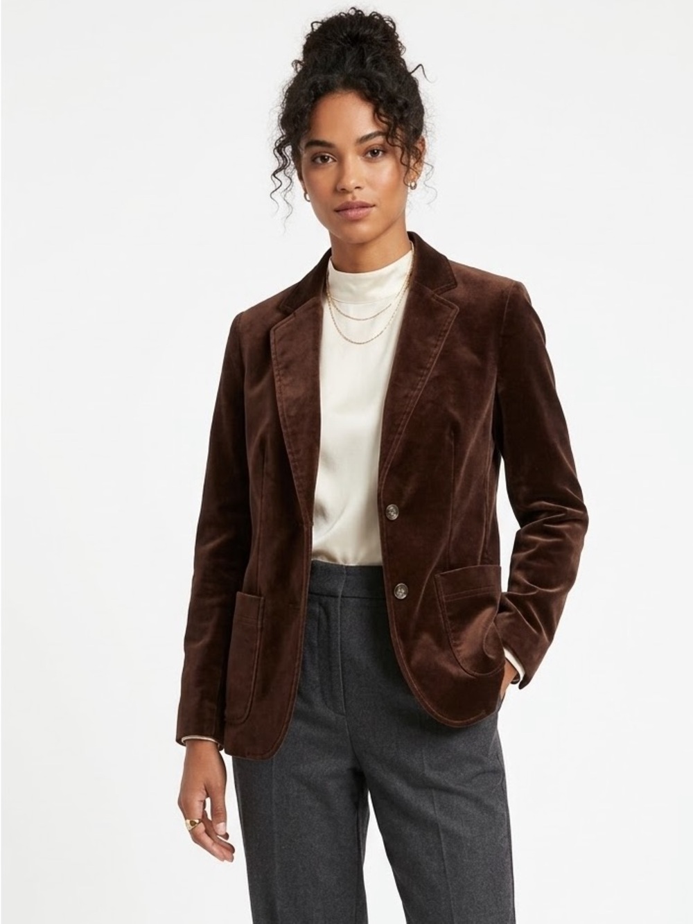 Vintage Chocolate Brown Velvet Blazer Old Money Dark Academia Preppy Classic
